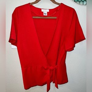Urban Romantics Red Wrap Blouse Sz L